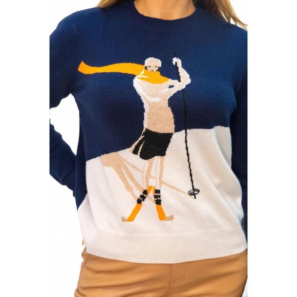 NEW AUTUMN CASHMERE vintage ski cashmere sweater in navy - Picture 3 of 3